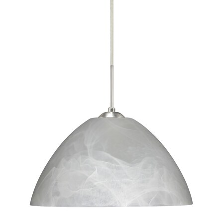 Besa Lighting Tessa Cord Pendant, Marble, Satin Nickel Finish, 1x75W Incandescent 1JT-420152-SN